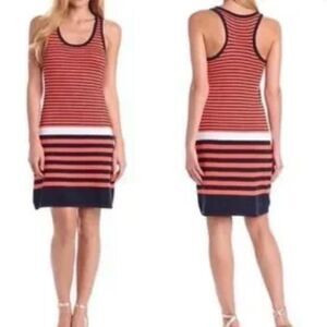 LILLY PULITZER Stanton Striped Knit Sweater Dress Orange Blue Nautical Small